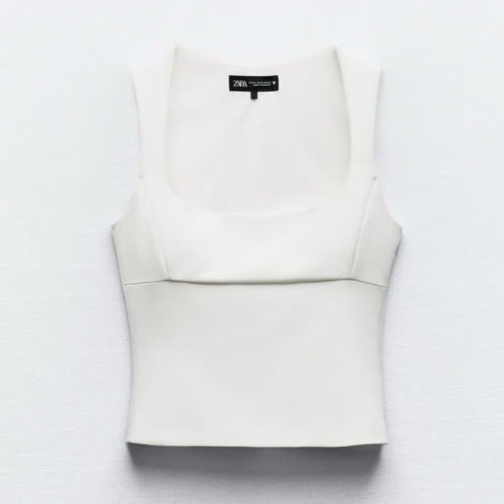 Zara White Square Neck Tank